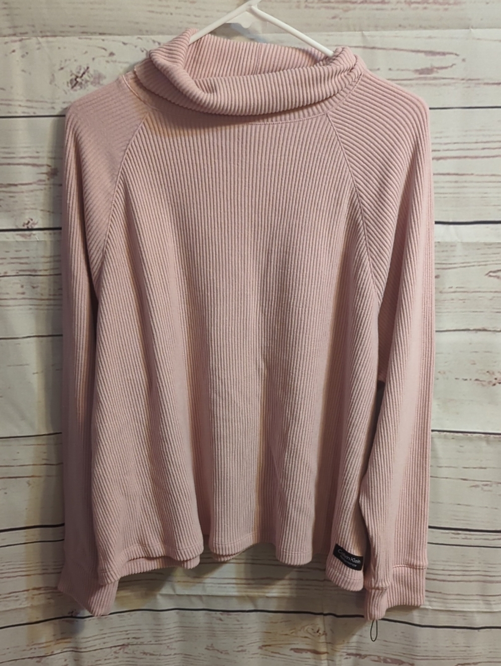 Calvin Klein Performance Light Pink Ribbed Cowl Neck Sweater